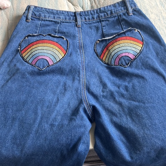 Cider Wide Leg Jeans with design in size M or 27. - Picture 2 of 4